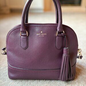 KATE SPADE Carli McCall Street Mahogany Pebbled Leather Satchel